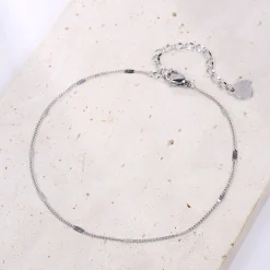 Fußkettchen | Hey Happiness Abgeflachte Fußkette im Panzerkette-Design in Silberfarbe Silver