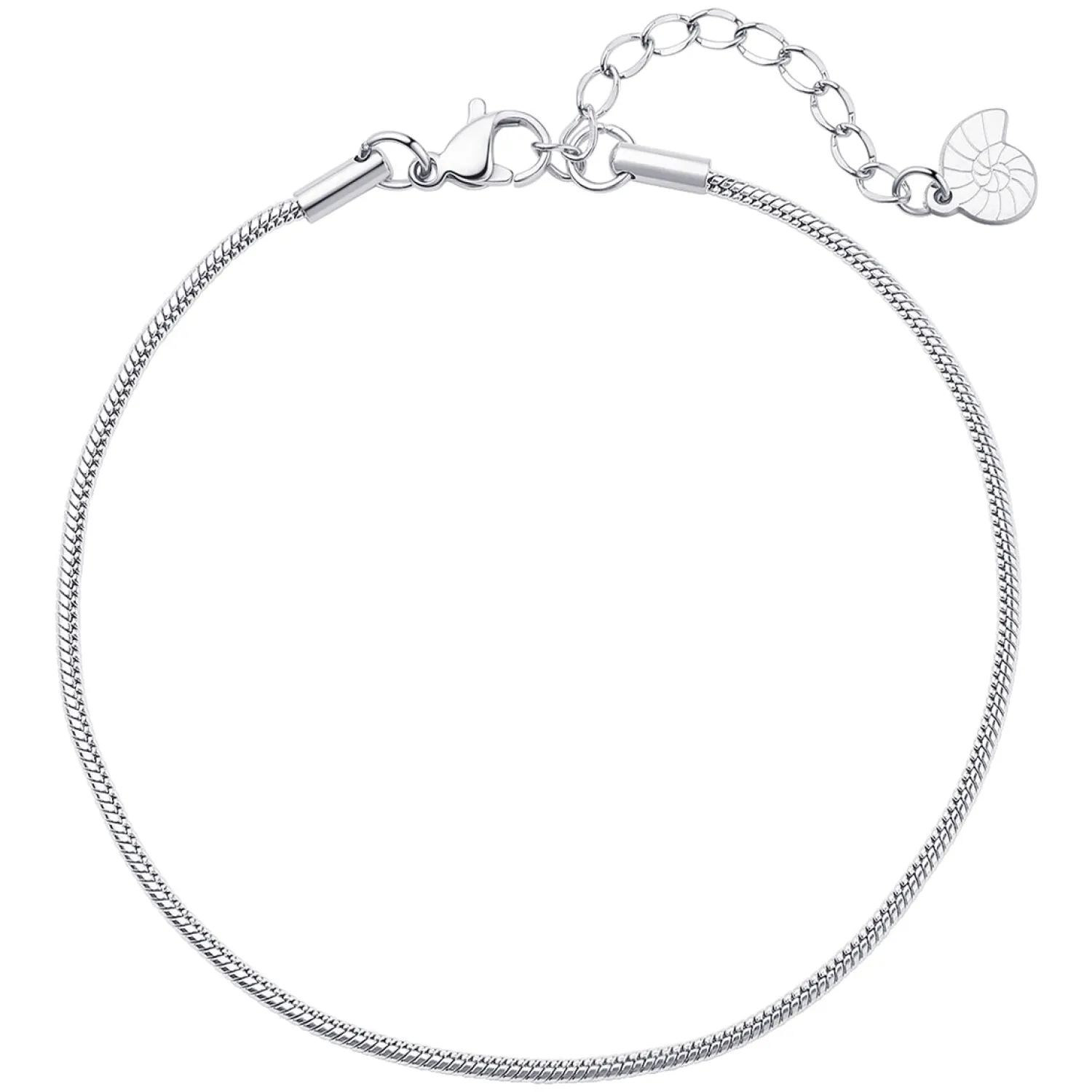 Fußkettchen | Hey Happiness Abgerundete Fußkette im Schlangenkette-Design in Silber Silver
