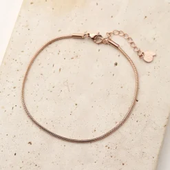 Fußkettchen | Hey Happiness Abgerundete Fußkette im Schlangenkette-Design in Rosegold Rose Gold