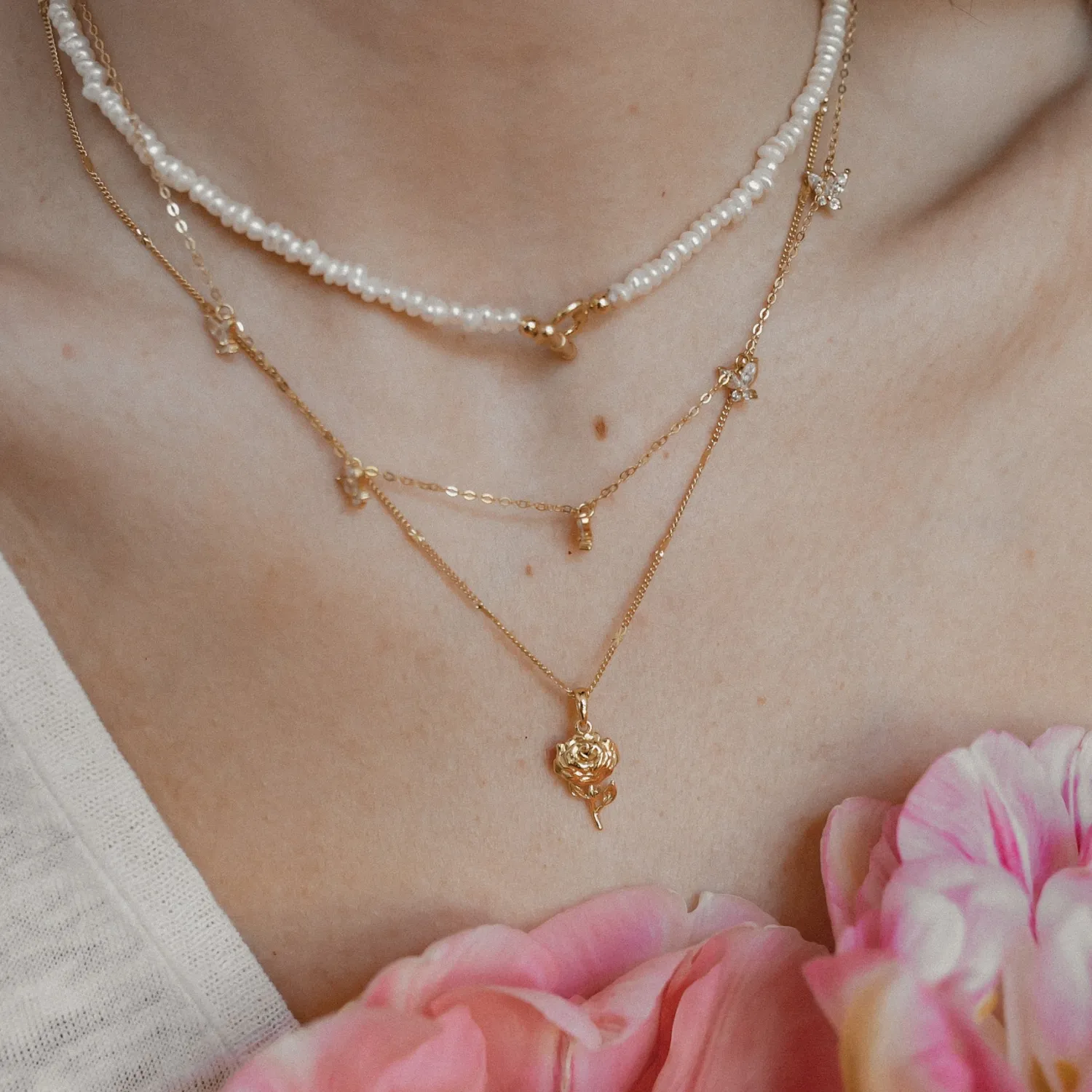 Anhänger | Hey Happiness Anhänger Rose Sterlingsilber in Gold