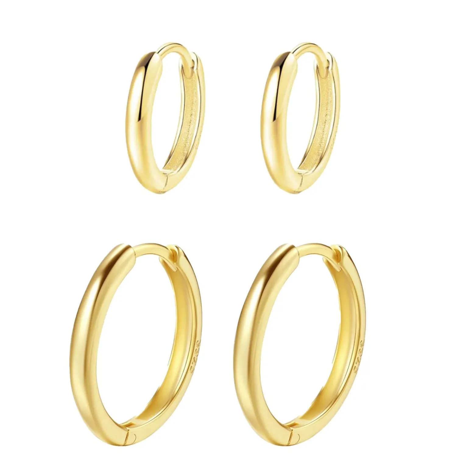 Huggie Ohrringe | Earring Stack Sets | Hey Happiness Anmut Ohrringe Set aus Sterlingsilber in Gold