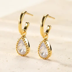 Creolen | Hey Happiness April Diamant Geburtsstein Creolen Sterlingsilber
