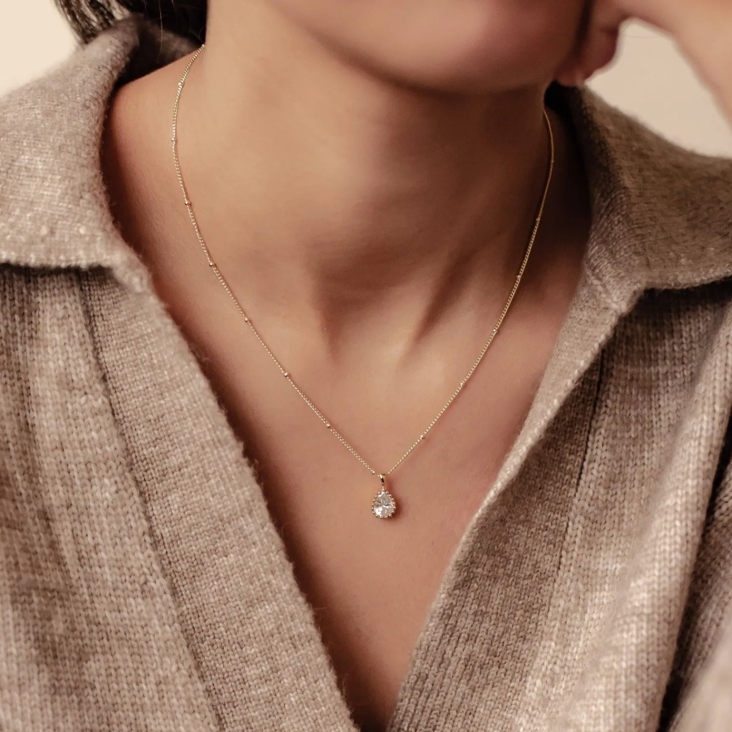 Filigrane Ketten | Hey Happiness April Diamant Geburtsstein Halskette Sterlingsilber