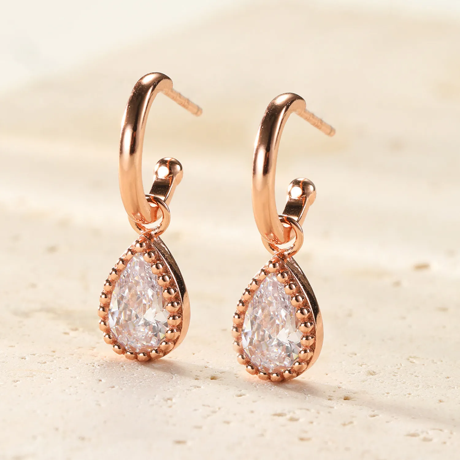 Creolen | Hey Happiness April Diamant Geburtsstein Creolen Sterlingsilber
