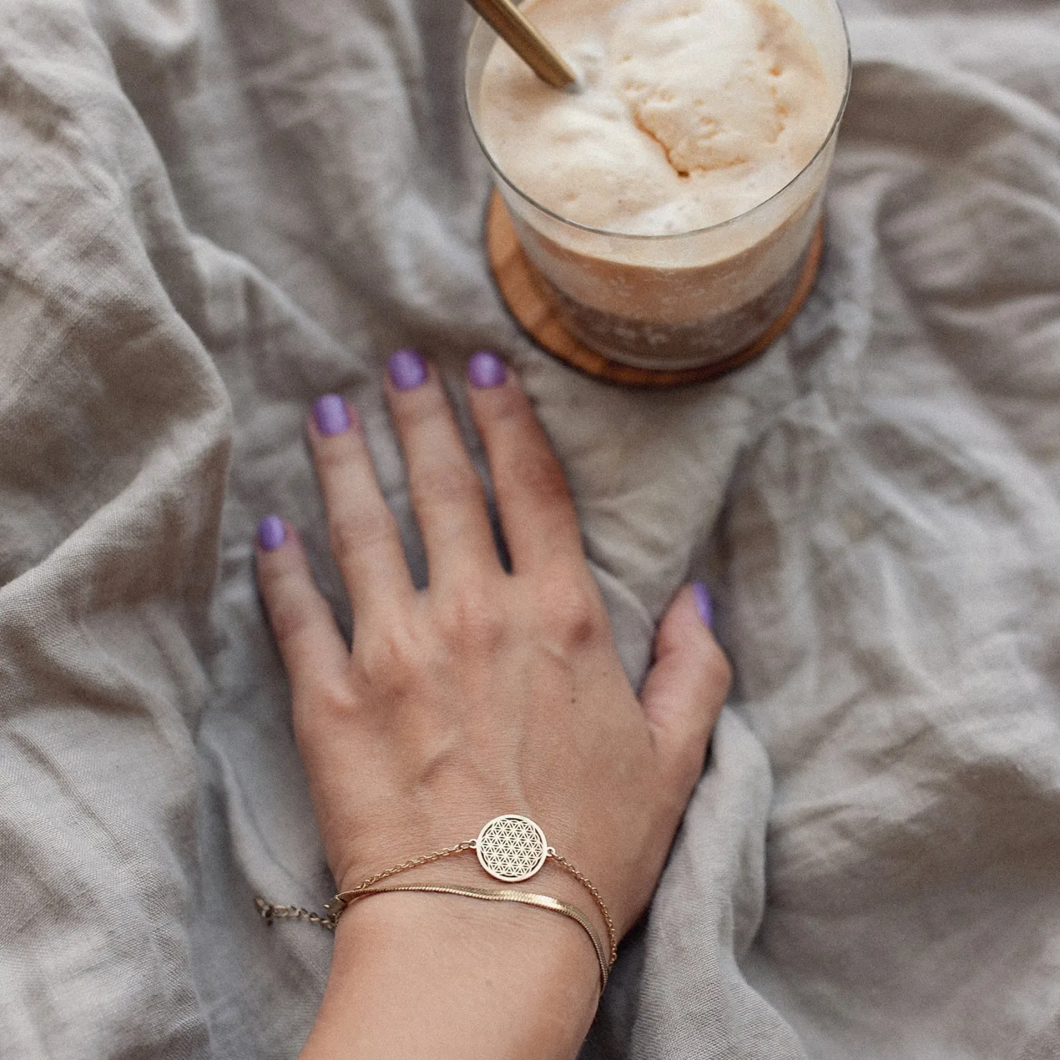 Charm Armbänder | Hey Happiness Armband Blume des Lebens Gold