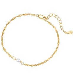 Charm Armbänder | Hey Happiness Armband mit Perle Sterlingsilber in Goldfarbe