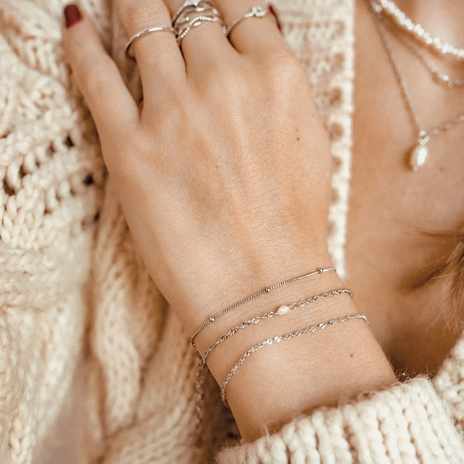 Charm Armbänder | Hey Happiness Armband mit Perle Sterlingsilber Silver