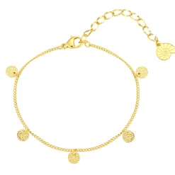 Charm Armbänder | Hey Happiness Armband Strukturierte Plättchen Anhänger in Gold