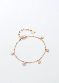 Charm Armbänder | Hey Happiness Armband Strukturierte Plättchen Anhänger in Rosegold Rose Gold