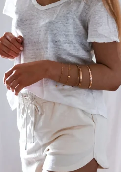 Charm Armbänder | Hey Happiness Armband Strukturierte Plättchen Anhänger in Rosegold Rose Gold