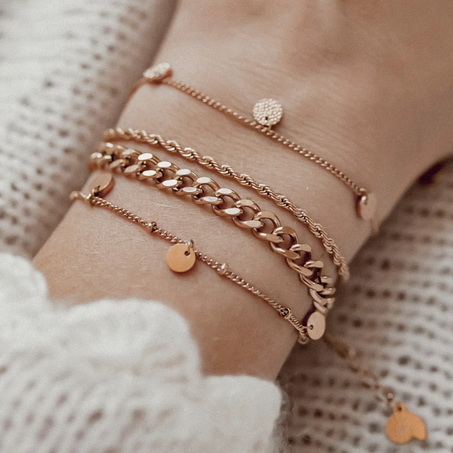 Charm Armbänder | Hey Happiness Armkette Kreis Rosegold Rose Gold