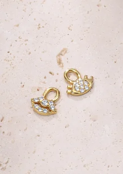 Creolen | Hey Happiness Augen und Lippen Charm Creolen aus Sterlingsilber in Gold