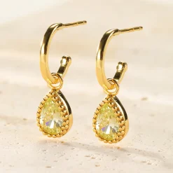 Creolen | Hey Happiness August Peridot Geburtsstein Creolen Sterlingsilber