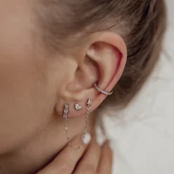 Ohrstecker | Hey Happiness Baguette Ear Cuff Sterlingsilber Silver