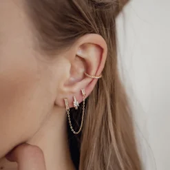 Ohrstecker | Hey Happiness Baguette Ear Cuff Vereter Sterlingsilber Gold