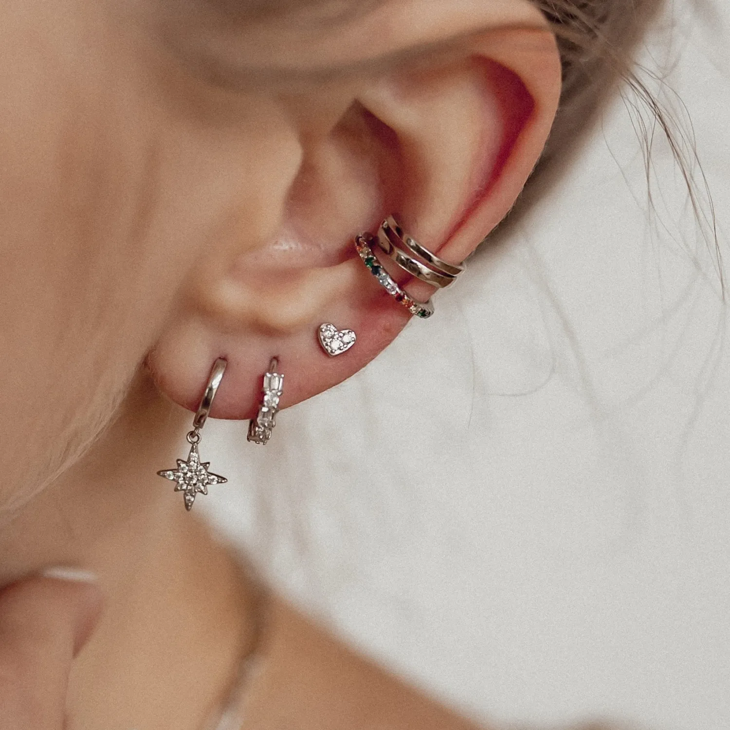 Huggie Ohrringe | Hey Happiness Baguette Huggie Ohrringe Sterlingsilber Silver