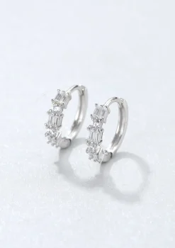 Huggie Ohrringe | Hey Happiness Baguette Huggie Ohrringe Sterlingsilber Silver