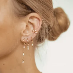 Ear Cuffs | Ohrstecker | Hey Happiness Band Ear Cuff Ohrring mit Zirkoniasteinen Sterlingsilber in Gold
