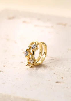 Ear Cuffs | Ohrstecker | Hey Happiness Band Ear Cuff Ohrring mit Zirkoniasteinen Sterlingsilber in Gold