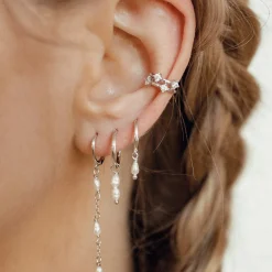 Ear Cuffs | Ohrstecker | Hey Happiness Band Ear Cuff Ohrring mit Zirkoniasteinen Sterlingsilber Silver