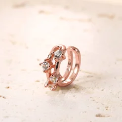 Ear Cuffs | Ohrstecker | Hey Happiness Band Ear Cuff Ohrring mit Zirkoniasteinen Sterlingsilber in Gold