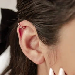 Ear Cuffs | Ohrstecker | Hey Happiness Band Ear Cuff Ohrring mit Zirkoniasteinen Sterlingsilber in Gold