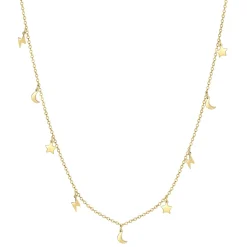 Filigrane Ketten | Hey Happiness Blitz Stern Mond Kette Gold