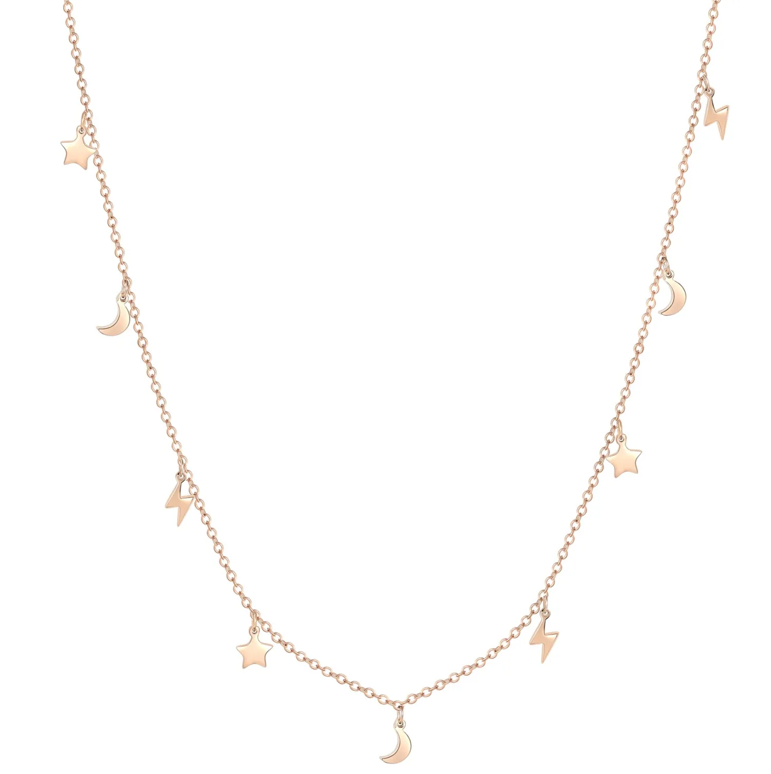 Filigrane Ketten | Hey Happiness Blitz Stern Mond Kette Rosegold Rose Gold