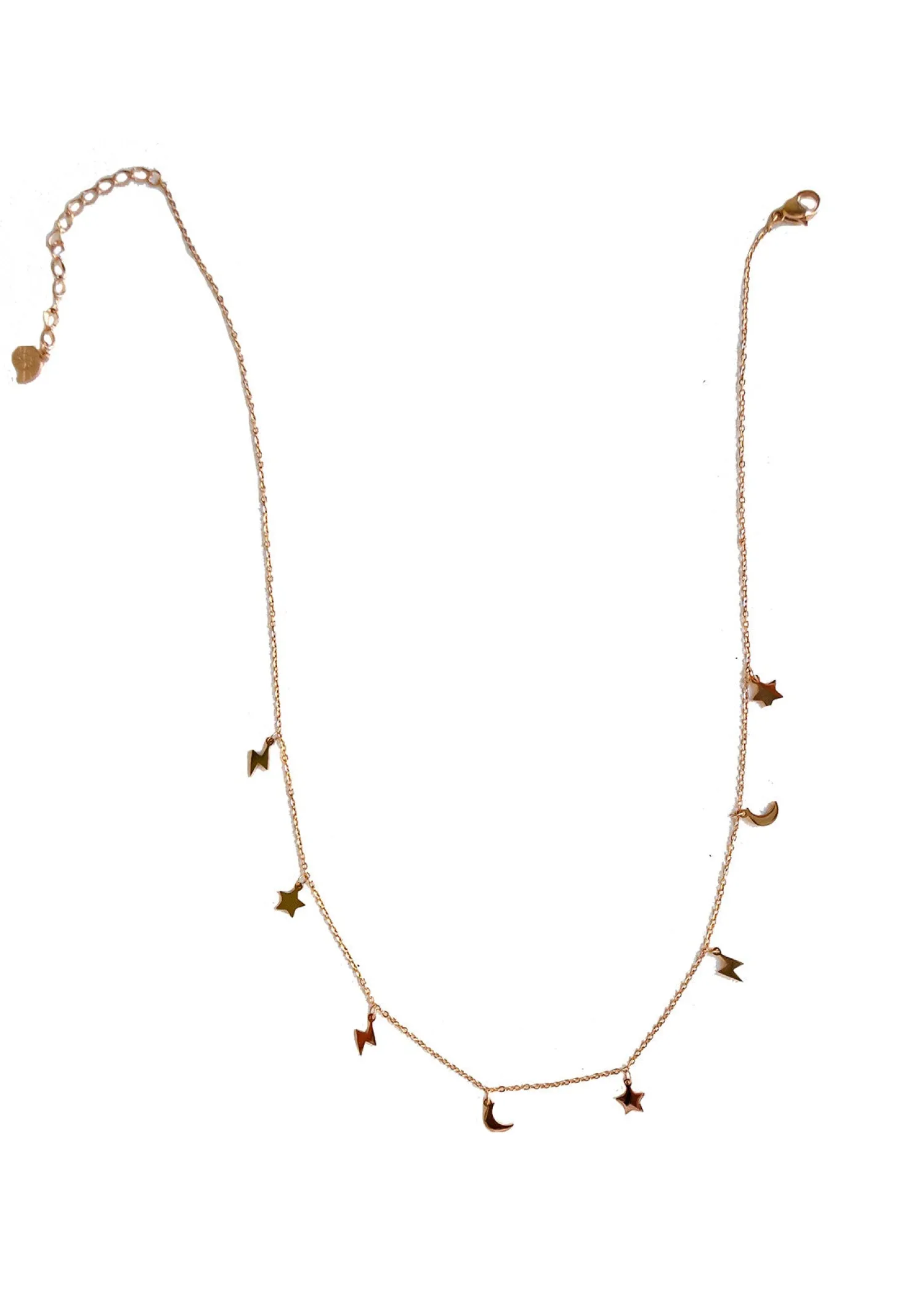 Filigrane Ketten | Hey Happiness Blitz Stern Mond Kette Rosegold Rose Gold
