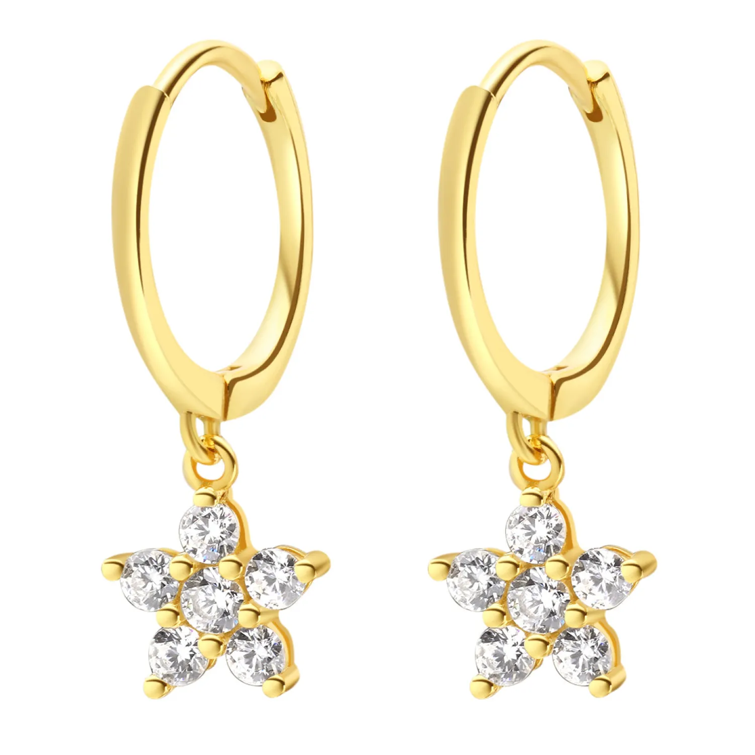 Huggie Ohrringe | Hey Happiness Blümchen Huggie Ohrringe Sterlingsilber in Gold