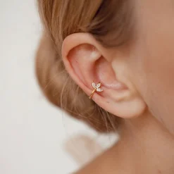 Ear Cuffs | Ohrstecker | Hey Happiness Blüte Ear Cuff Sterlingsilber in Gold
