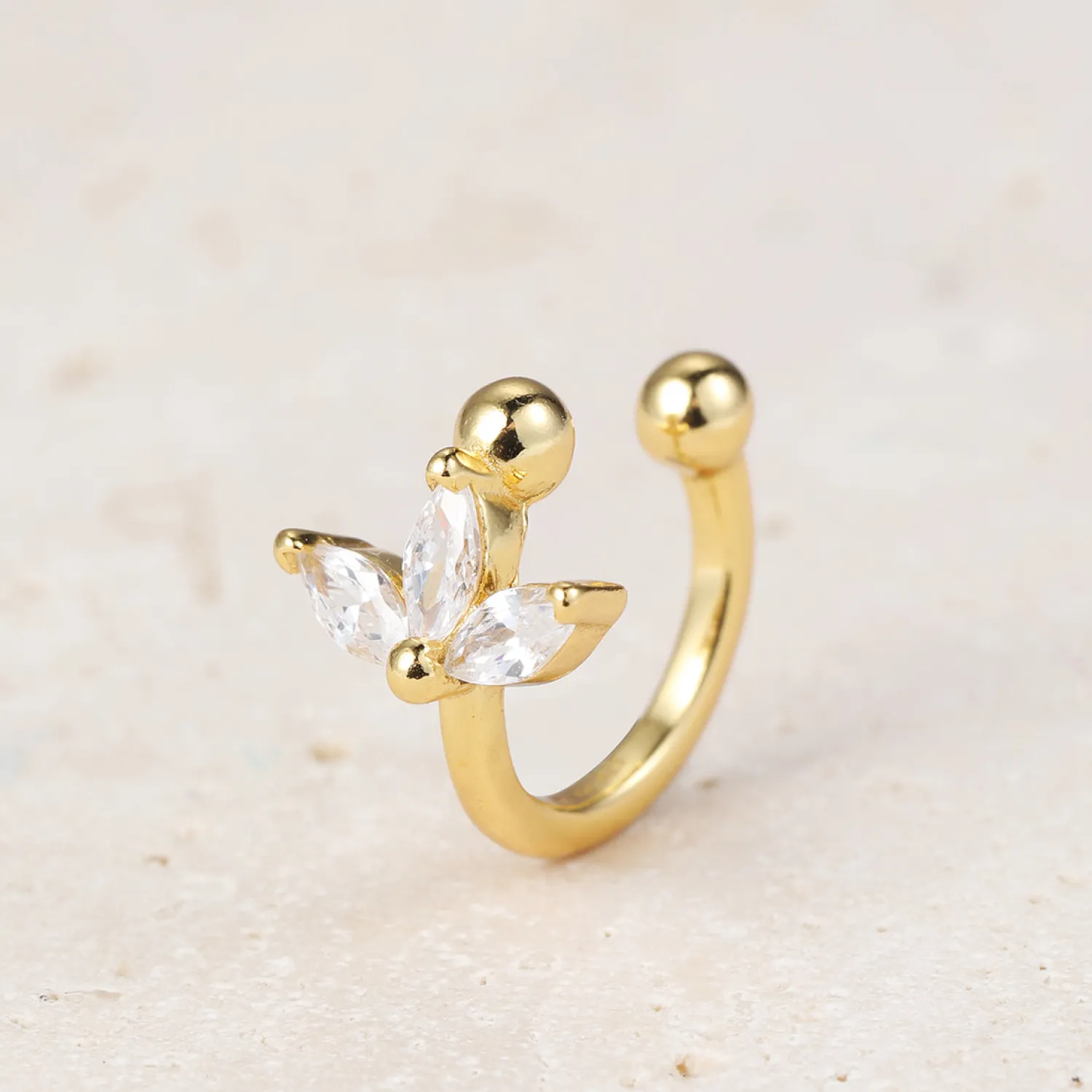 Ear Cuffs | Ohrstecker | Hey Happiness Blüte Ear Cuff Sterlingsilber in Gold