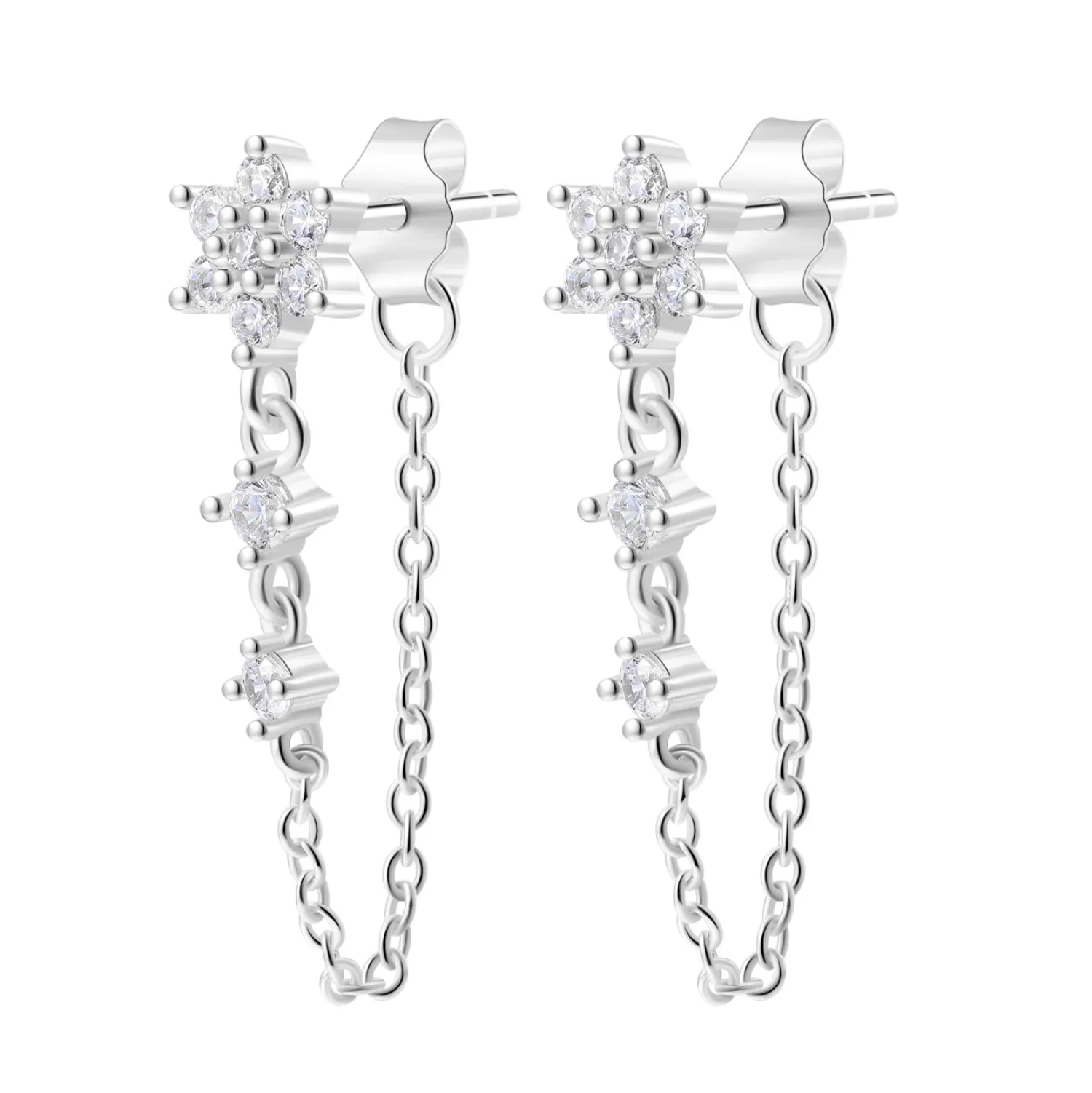 Ohrstecker | Hey Happiness Blüte Ohrstecker im Kettendesign aus Sterlingsilber