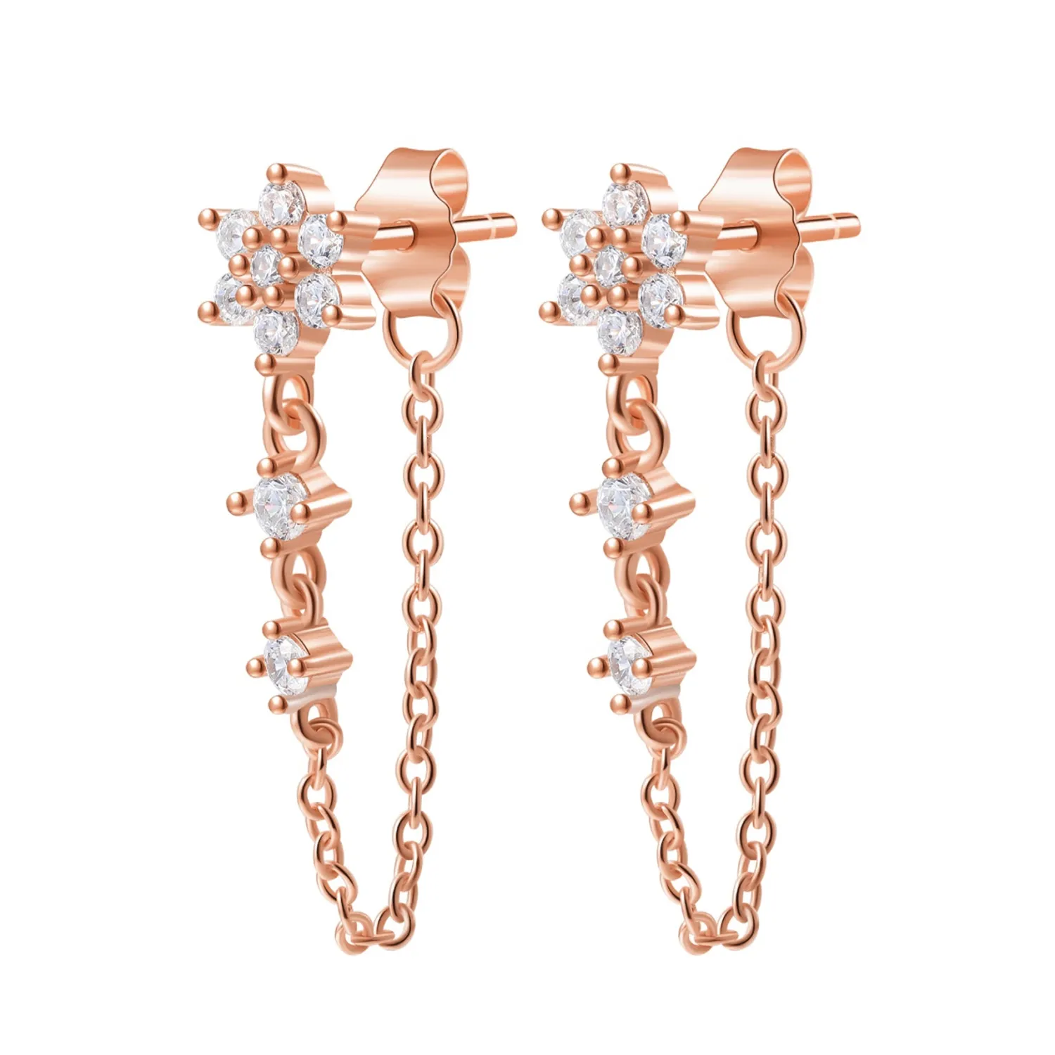 Ohrstecker | Hey Happiness Blüte Ohrstecker im Kettendesign aus Sterlingsilber