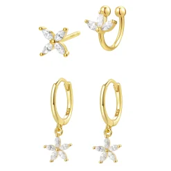 Earring Stack Sets | Ohrstecker | Hey Happiness Blüten Ohrringe Set Veretes Sterlingsilber Gold