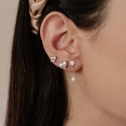 Earring Stack Sets | Ohrstecker | Hey Happiness Blume & Perle Ohrringe Set aus Sterlingsilber