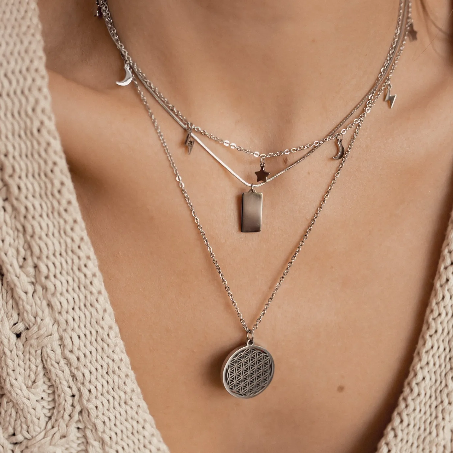 Filigrane Ketten | Hey Happiness Blume des Lebens Kette Silber Silver