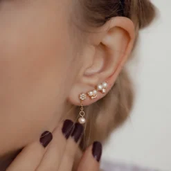 Ohrstecker | Perlenohrringe | Hey Happiness Blume und Perle Ohrringe Silber 925 Hängend