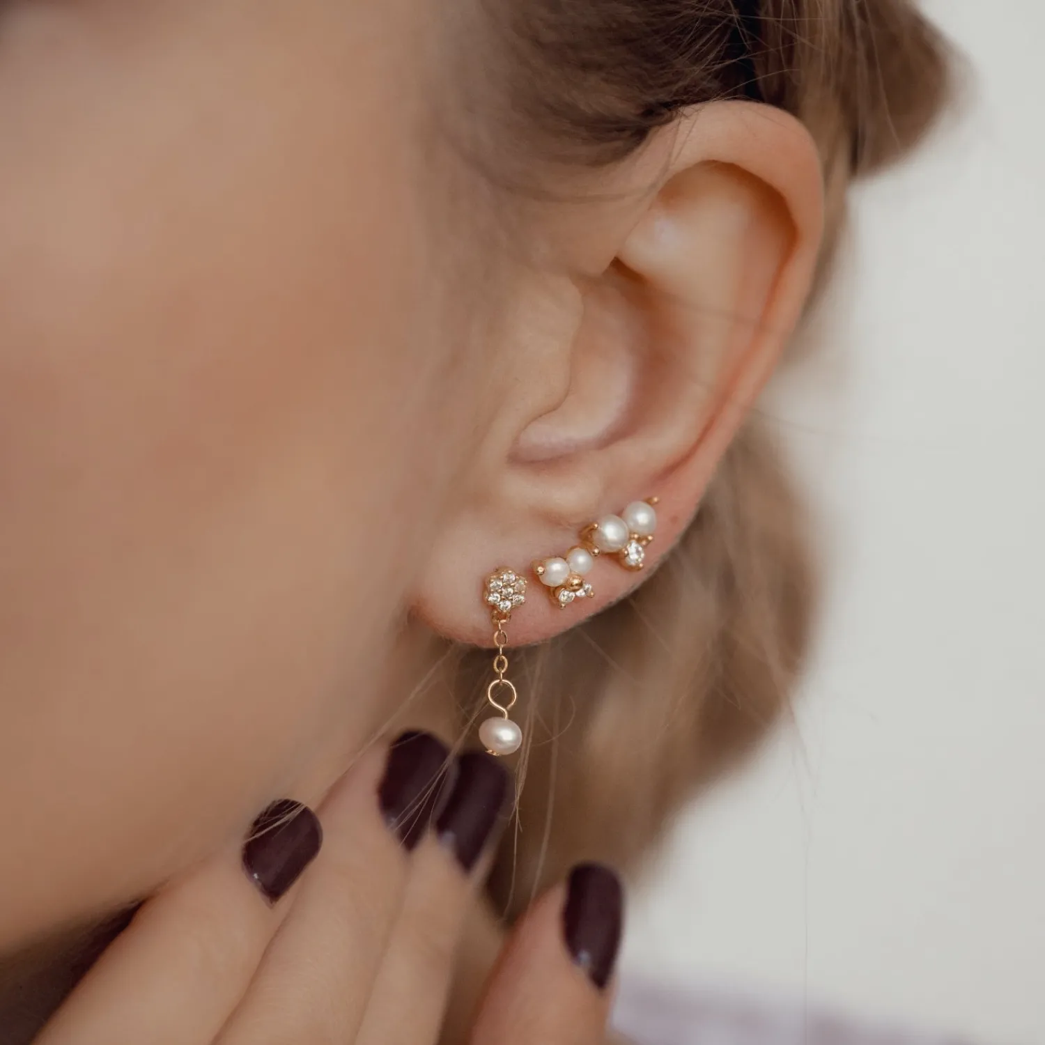 Ohrstecker | Perlenohrringe | Hey Happiness Blume und Perle Ohrringe Silber 925 Hängend