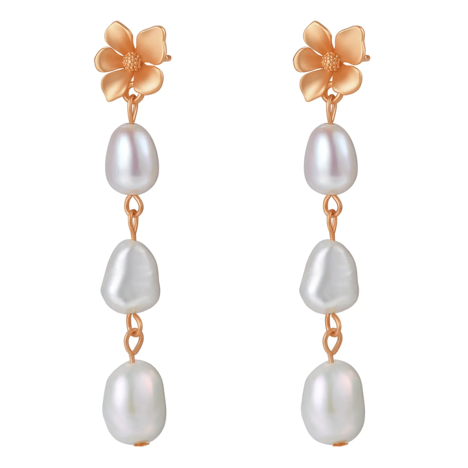 Perlenohrringe | Creolen | Hey Happiness Blume und Perle Tropfen Ohrringe aus Sterlingsilber
