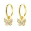 Creolen | Hey Happiness Butterfly Charm Hoop Earrings Sterling Silver Gold
