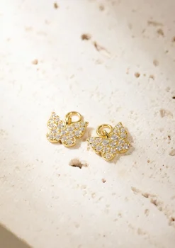 Creolen | Hey Happiness Butterfly Charm Hoop Earrings Sterling Silver Gold