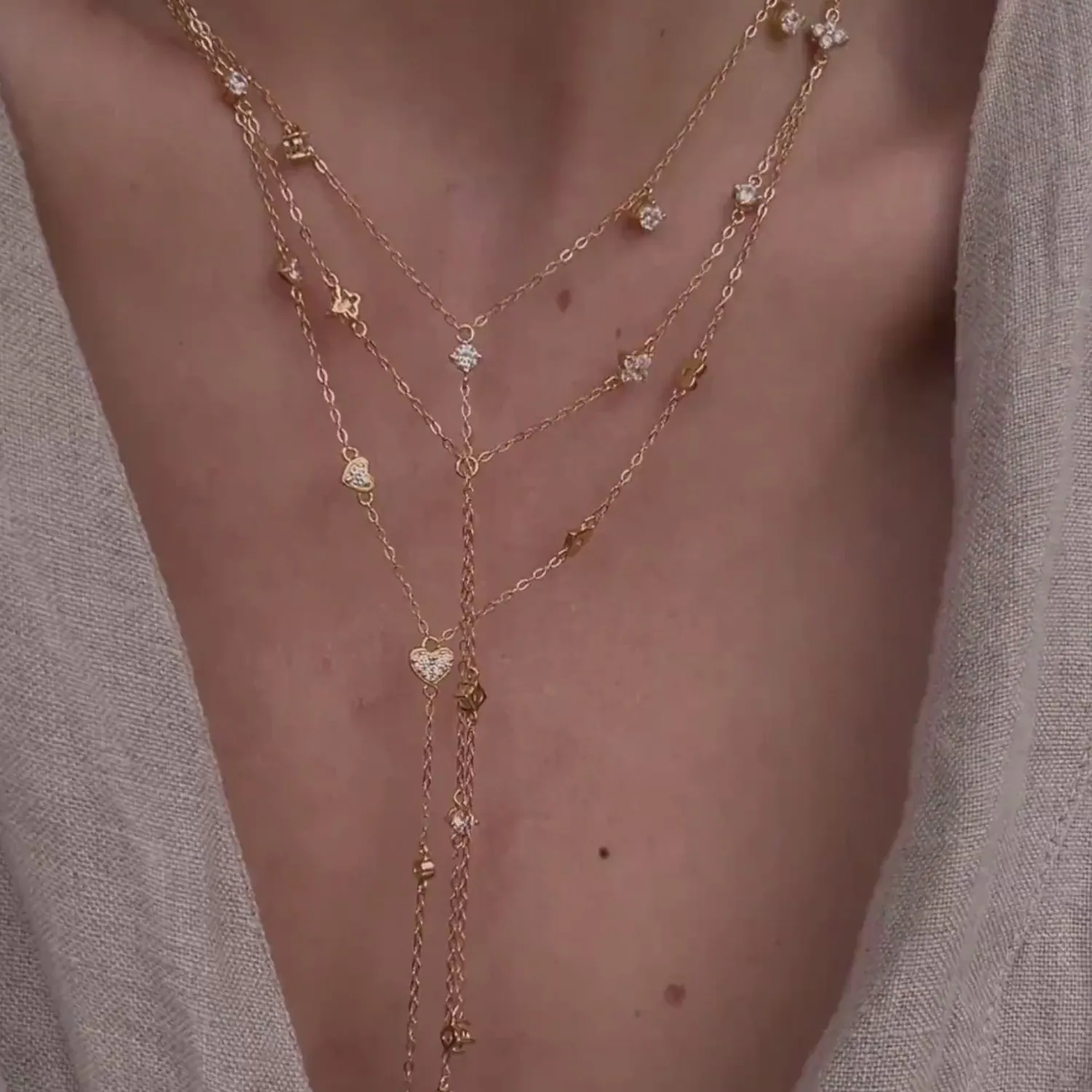 Lariat Necklaces | Filigrane Ketten | Hey Happiness Cherish Y Kette Gold Sterlingsilber