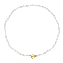 Filigrane Ketten | Choker Ketten | Hey Happiness Choker Perlenkette mit Herz Verschluss Veret Gold