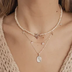 Choker Ketten | Perlenketten | Hey Happiness Choker Perlenkette mit Herz Verschluss Silver