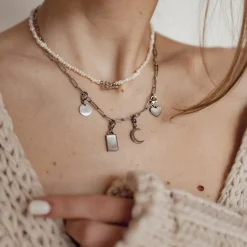 Choker Ketten | Perlenketten | Hey Happiness Choker Perlenkette mit Herz Verschluss Silver