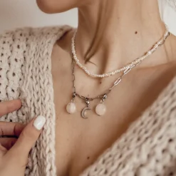 Choker Ketten | Perlenketten | Hey Happiness Choker Perlenkette mit Herz Verschluss Silver