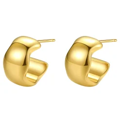 Creolen | Hey Happiness Chubby Wellen Creolen aus Edelstahl Gold