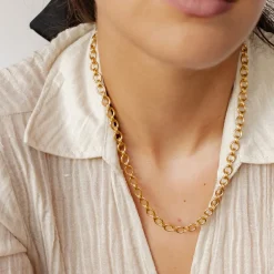Statement Ketten | Hey Happiness Chunky Chain Rundankerkette in Gold