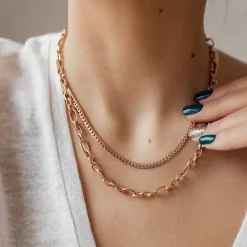 Statement Ketten | Hey Happiness Chunky Oval Figarokette in Rosegold Rose Gold